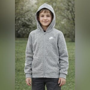 Nike Kids Light Gray Full-Zip Hoodie